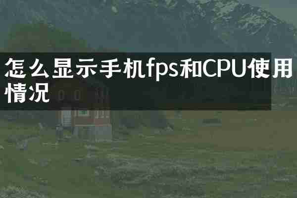 怎么显示手机fps和CPU使用情况