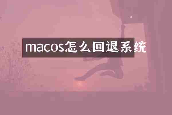 macos怎么回退系统