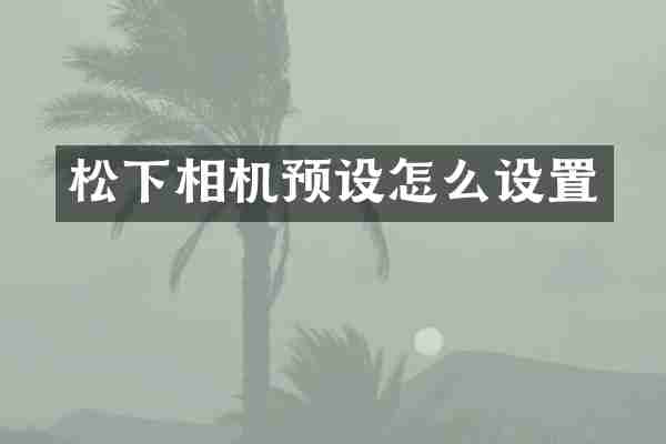松下相机预设怎么设置