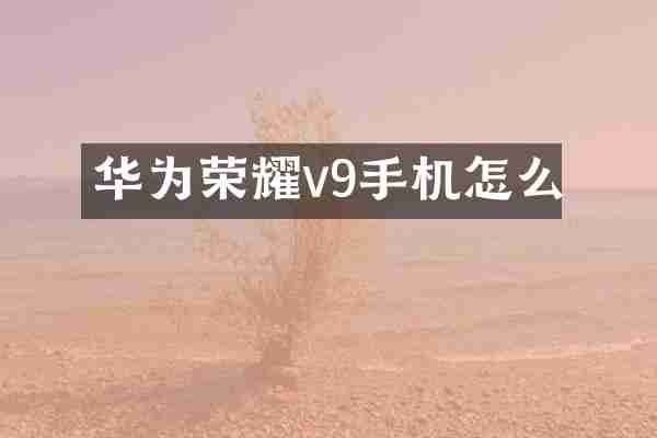 华为荣耀v9手机怎么