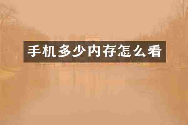 手机多少内存怎么看