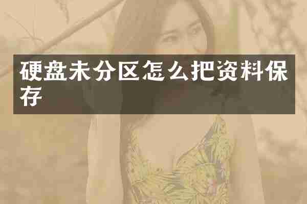 硬盘未分区怎么把资料保存