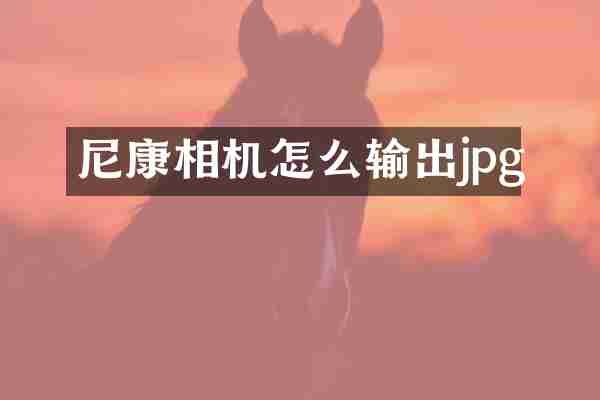 尼康相机怎么输出jpg