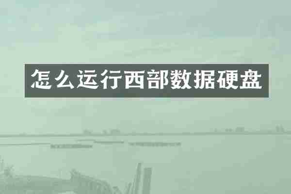 怎么运行西部数据硬盘