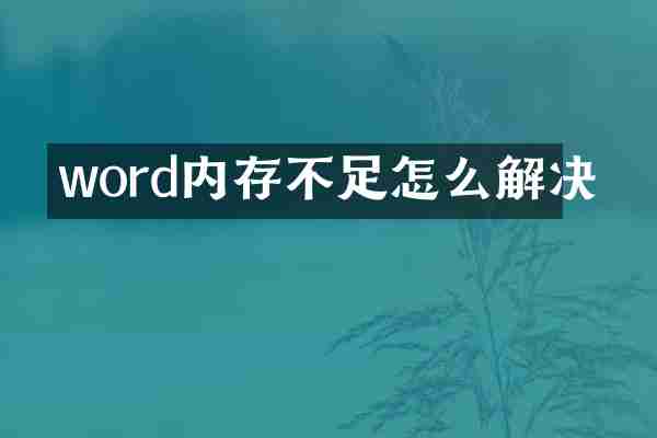 word内存不足怎么解决