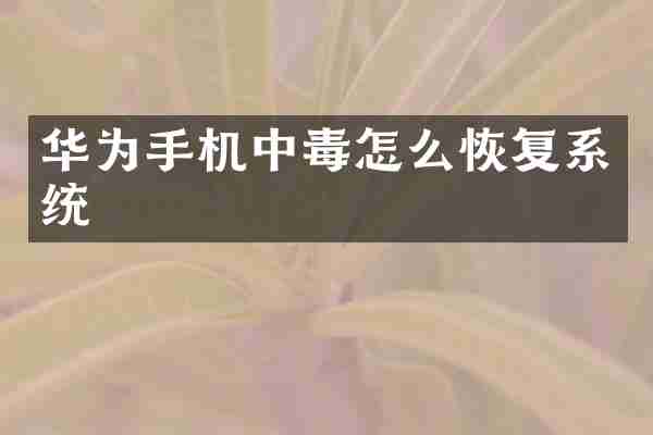 华为手机中毒怎么恢复系统