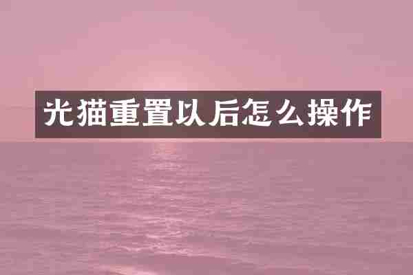 光猫重置以后怎么操作