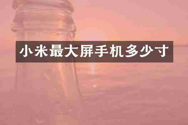 小米最大屏手机多少寸