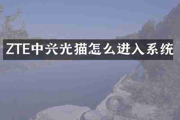 ZTE中兴光猫怎么进入系统