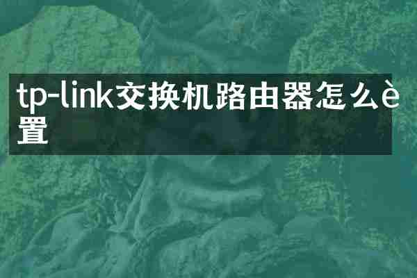 tp-link交换机路由器怎么设置