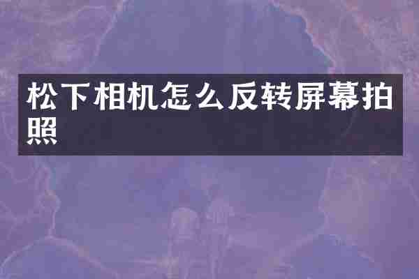 松下相机怎么反转屏幕拍照