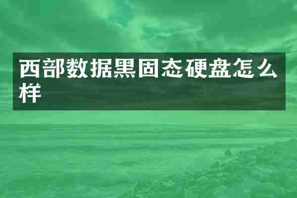 西部数据黑固态硬盘怎么样