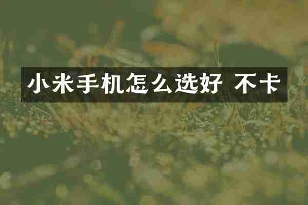 小米手机怎么选好 不卡