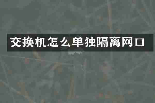 交换机怎么单独隔离网口