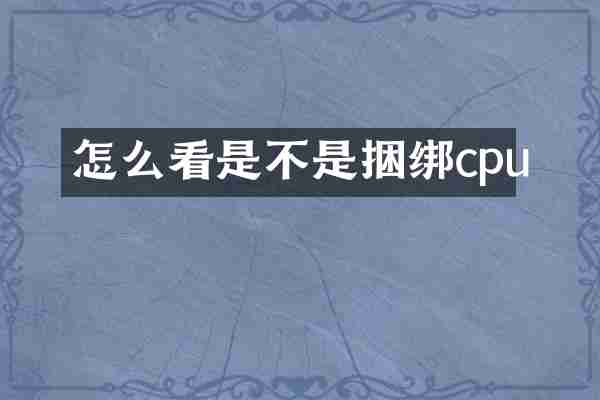 怎么看是不是捆绑cpu