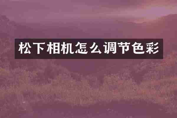松下相机怎么调节色彩