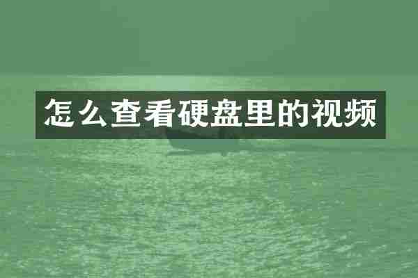 怎么查看硬盘里的视频