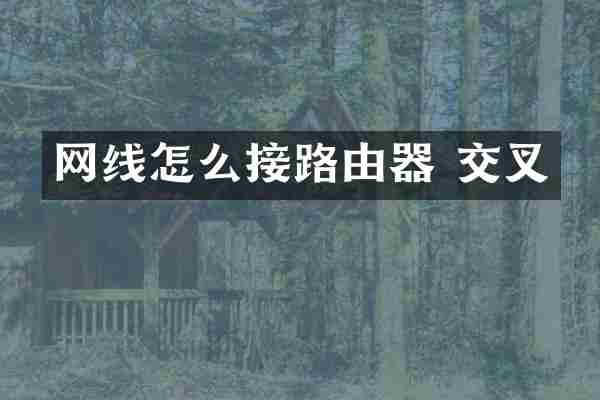 网线怎么接路由器 交叉