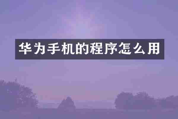 华为手机的程序怎么用