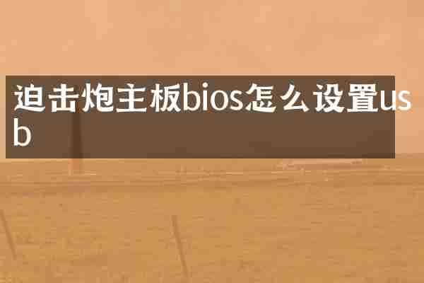 迫击炮主板bios怎么设置usb