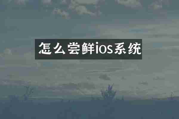 怎么尝鲜ios系统