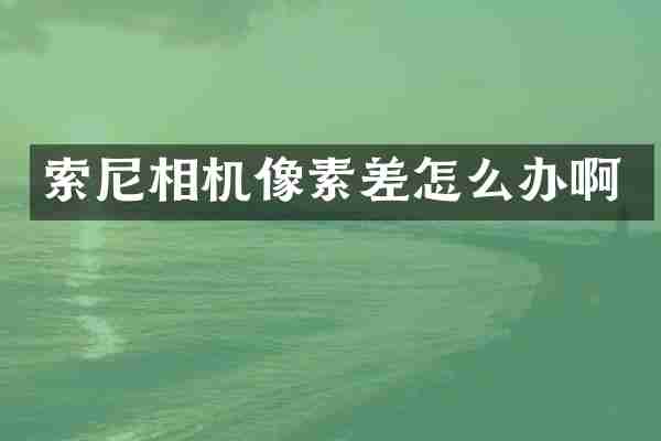 索尼相机像素差怎么办啊