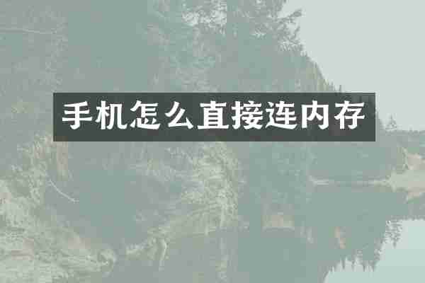 手机怎么直接连内存