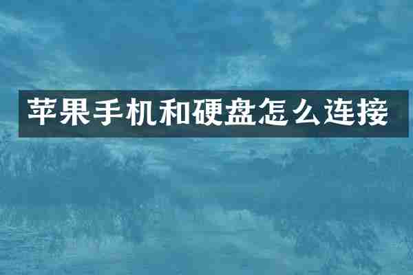 苹果手机和硬盘怎么连接
