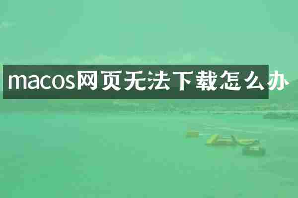 macos网页无法下载怎么办