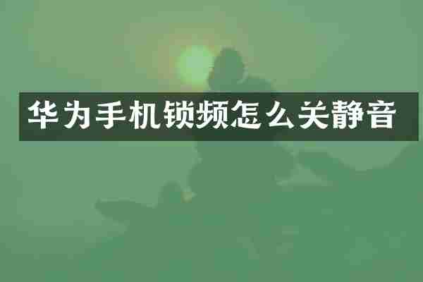 华为手机锁频怎么关静音