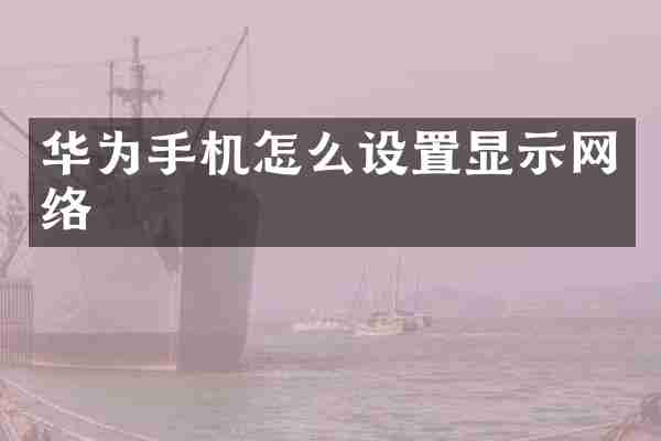 华为手机怎么设置显示网络