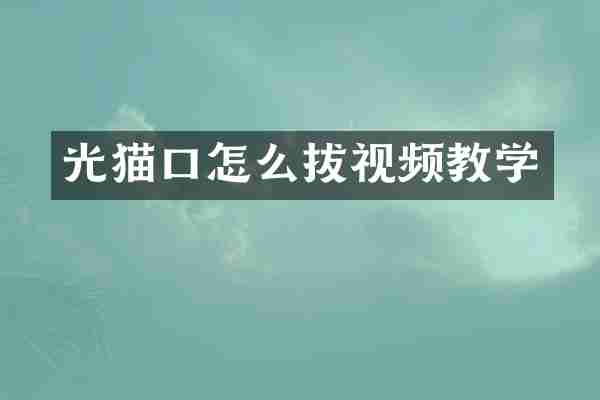 光猫口怎么拔视频教学