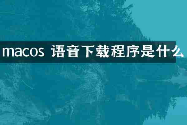 macos 语音下载程序是什么