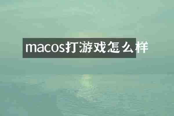 macos打游戏怎么样