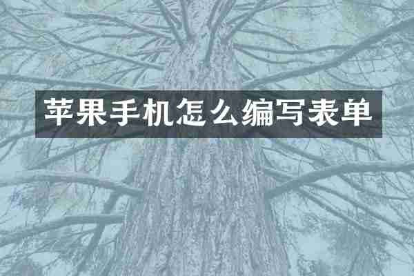 苹果手机怎么编写表单