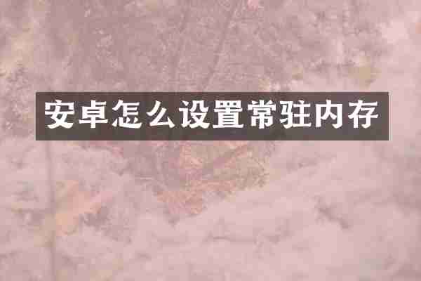 安卓怎么设置常驻内存