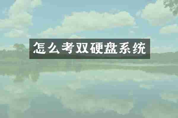 怎么考双硬盘系统