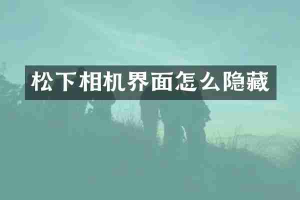 松下相机界面怎么隐藏