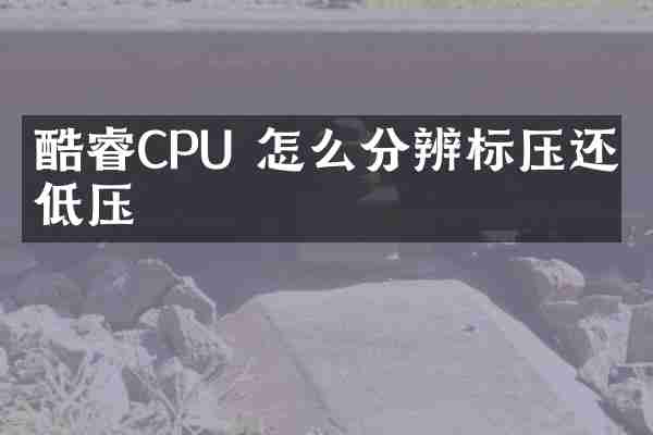 酷睿CPU 怎么分辨标压还是低压