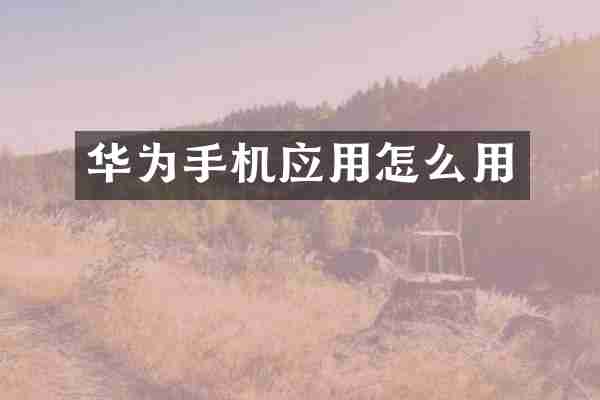 华为手机应用怎么用