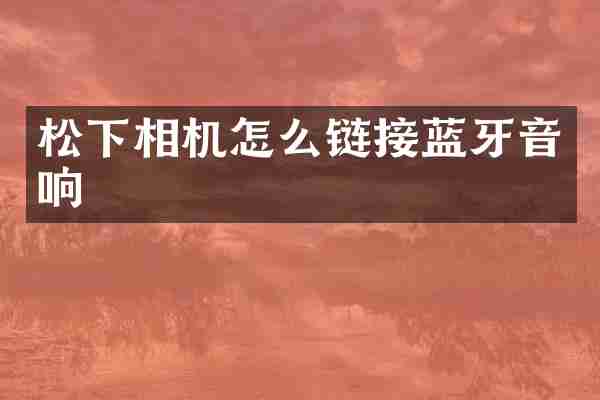 松下相机怎么链接蓝牙音响