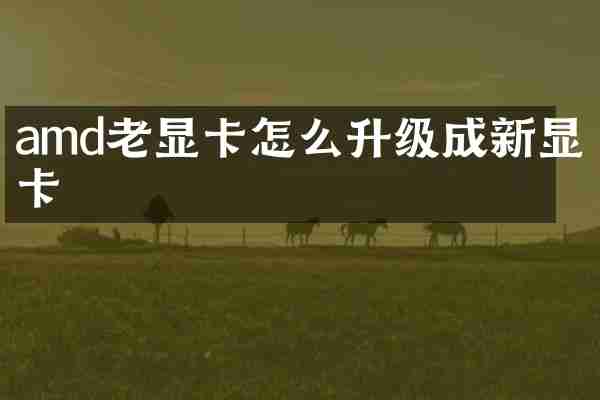 amd老显卡怎么升级成新显卡