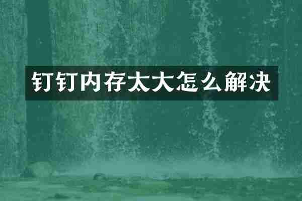 钉钉内存太大怎么解决