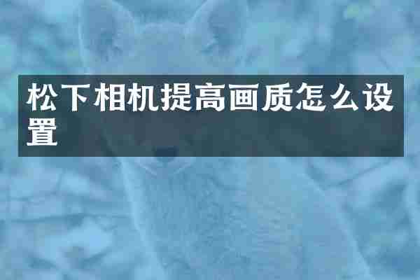 松下相机提高画质怎么设置