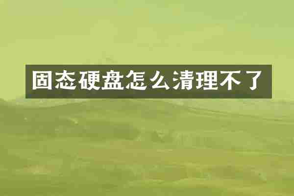 固态硬盘怎么清理不了