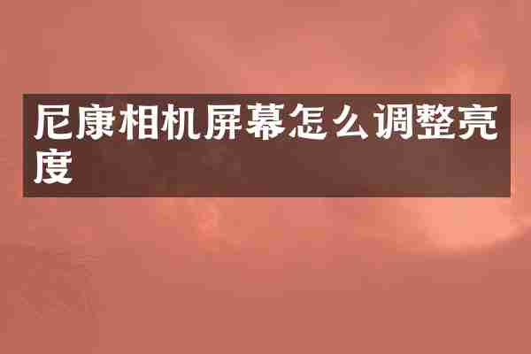 尼康相机屏幕怎么调整亮度