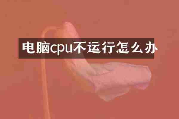 电脑cpu不运行怎么办