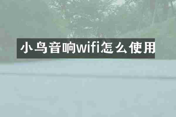 小鸟音响wifi怎么使用