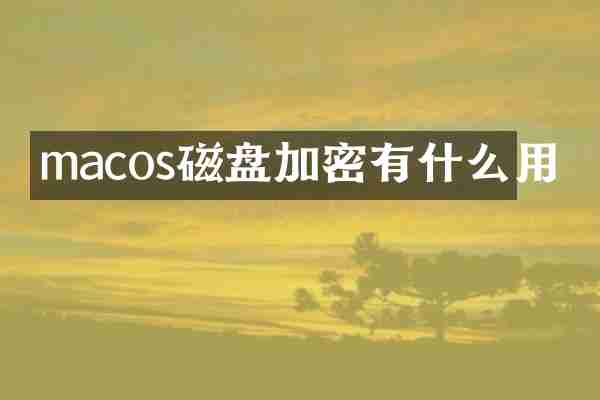 macos磁盘加密有什么用