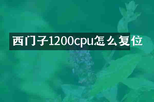 西门子1200cpu怎么复位